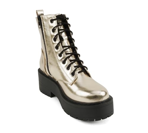Image of Soda FLING Women Chunky Lug Sole Lace up Fashion Combat Ankle Boot w /Side Zipper