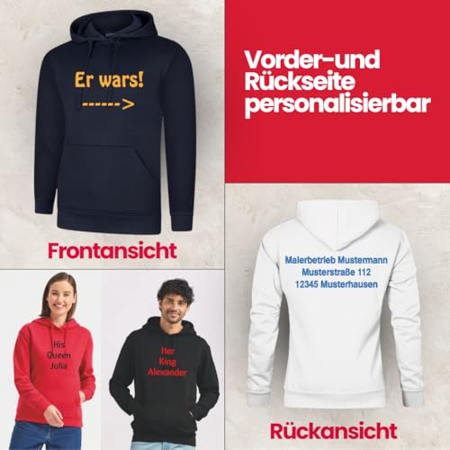 FLOCKex Marken Kapuzenpullover Hoodie mit Wunschtext - Front und Rückenprint - Sprüche individuell auf den Pullover drucken Lassen I Personalisierter Textildruck I L Navy