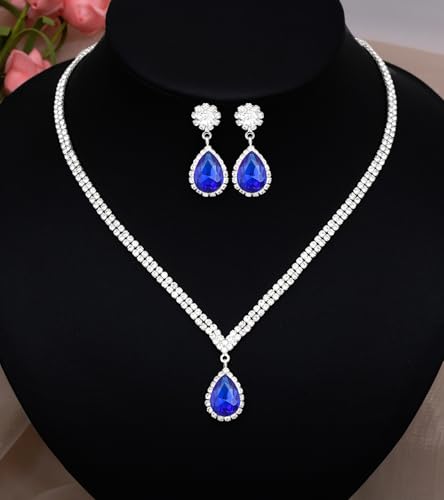 Elegant Silver Crystal Wedding Necklace Earrings Bracelet Jewelry Set for Women Brides Bridesmaids Prom Party Costume Accessory Bridal Jewelry4