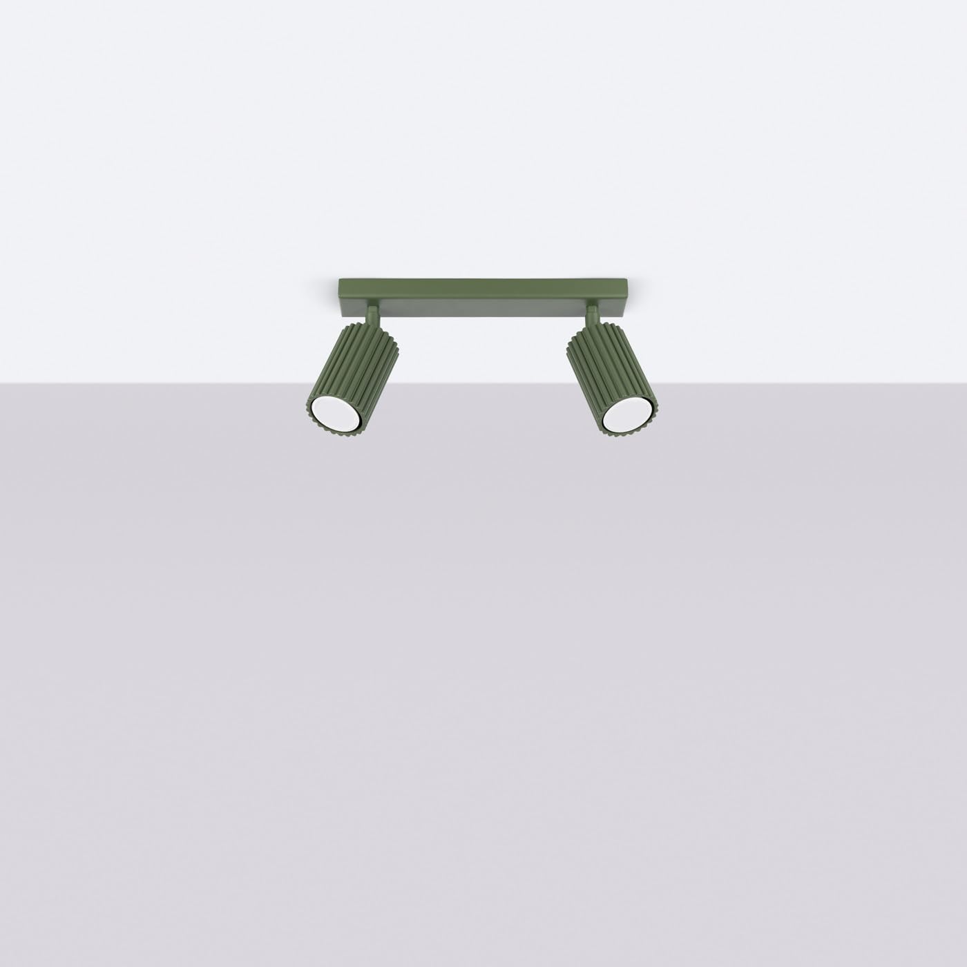 SOLLUX lighting Lámpara de Techo - Foco de Techo - en Aluminio - 2 Pantallas - 30 x 6,5 x 16,5 cm - Karbon Verde Oliva