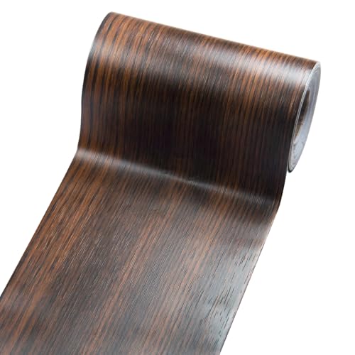 Image of Wood Grain Tape for Mirrors, 4 inch X 32 ft Wood Grain Wallpaper Border Adhesive Tape for Floor, Bathroom, Cabinets, Windows, Home Decoration 1 Roll (Deep Brown)