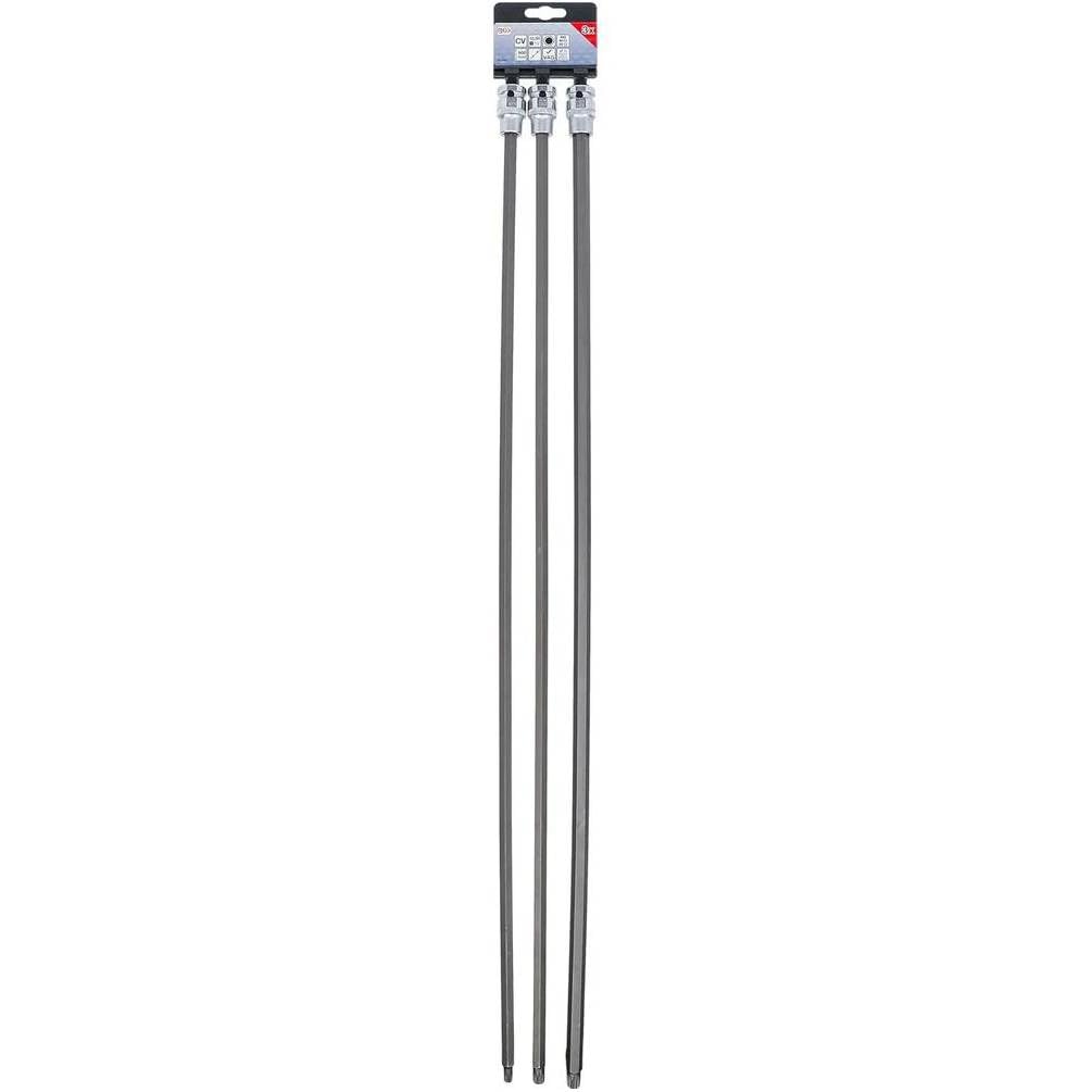 Set di boccole con punte da 12,5 mm (1/2) - L. 800 mm, Poligono Femmina XZN - Per VAG, 3 pezzi - Precisione e Robus - D-Work