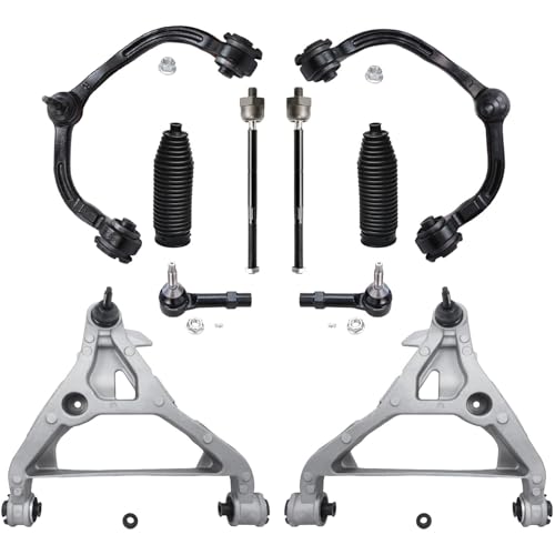 Image of Detroit Axle - 10pc Front End Suspension Kit for 04-06 Ford Expedition Lincoln Navigator, Upper Lower Control Arms Tie Rods Boots 2004 2005 2006 Replacement [Standard Suspension]