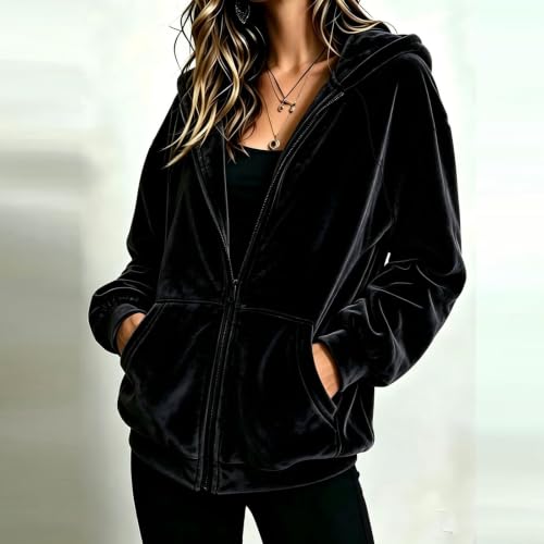 Zip Up Hoodie Women Velvet Jacket 2026 Long Sleeve Hooded Velvet Jacket - image 2