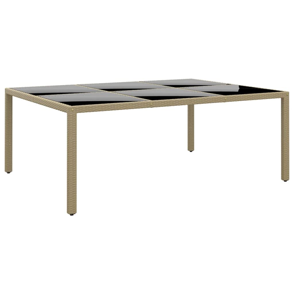 Stół ogrodowy 200 x 150 x 75 cm z polirattanu i szkła hartowanego z malowaną proszkowo stalową ramą, stabilny stół na taras i do ogrodu, łatwy w pielęgnacji i wytrzymały