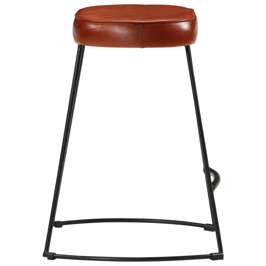 Taburete de bar con acolchado de piel, estructura de metal, 40 x 29,5 x 53 cm, color marrón oscuro