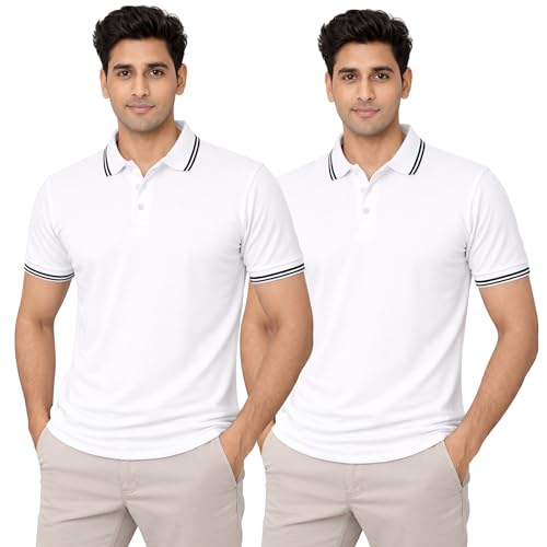 Image of Hangout Hub Men's Polo T Shirt | Solid | Plain Regular Fit Tees|Collar T-Shirts|Half Sleeves|Set of 1 & 2|HH.MP.MAR