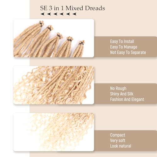 Extensions dreadlocks synthétiques 3 styles mélangés blond 18 mèches - 4
