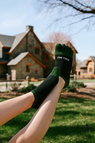 Image of FUN TOES Women's Cotton Toe Socks-Barefoot Running- Breathable- 6 Pairs Pack-Size 9-11 Lightweight