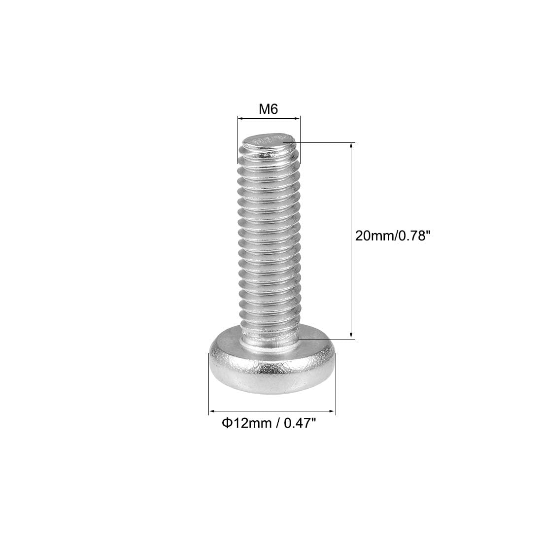 TOP-VIGOR 10Pcs Cross Pan Head Machine Screws, M6x20mm Phillips Round Head Screws Bolts for Machinery Furniture, Car - Image 2