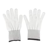 uxcell 2 Pair Nylon Work Gloves Microfiber Full Finger Working Protective Gloves White Gray L