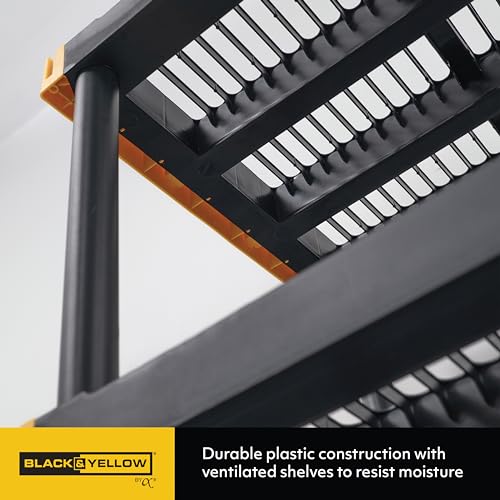 CX Black & Yellow®, 5-Tier Heavy Duty Plastic Storage Shelving Unit, 200lbs/shelf (72”H x 48”W x 20”D), for Indoor/Outdoor Organization, Modular Rack - Thumbnail 7