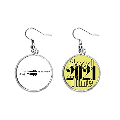 Pendientes de la riqueza de la mente con mensaje grabado y acabado elegante