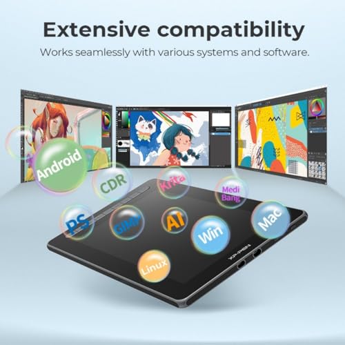 XPPen Artist 13 2 Gen. Grafiktablett, 13,3 Zoll Stift Display, 127% sRGB Farbraum, X3 Smart-Chip Stift mit 8 Schnellzugriffstasten Pen Display zum 3D-Modellieren, Zeichnen, Animation