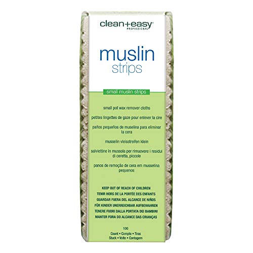 Clean + Easy Small Muslin Wax Strips – Pre-Cut Facial Waxing Strips for Upper Lip, Eyebrows, Chin & Small Areas, 100 Count