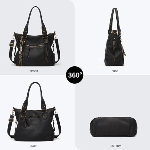 Image of Worldlyda Crossbody Bags for Women Large Tote Soft Leather Purses Washed Y2K Hobo Vintage Handbag Shoulder City Bag
