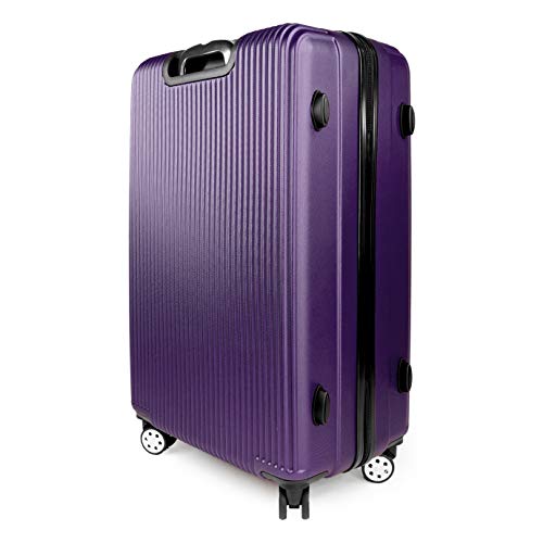 3pcs Luggage Set Spinner Hardside Travel Suitcase Lightweight 3 Piece Wheel ABS Upright Traveling Case Set wLockable Zippers Purple3