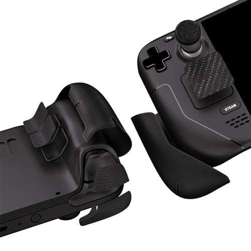 Image of PlayVital Premium Split Handle Grips Soft Rubber Grip Pads for Steam Deck LCD & OLED, Trackpads Skin Grip Trigger Back Button Grip Stickers Set with Thumb Grip Caps - Hexagonal Diamond Textured Black