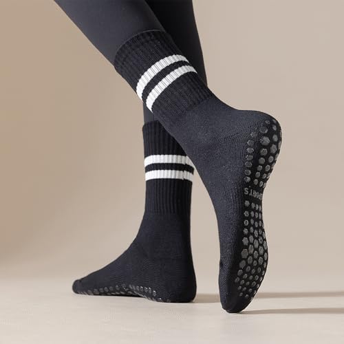 Image of Lacholin Yoga Pilates Socks with Grips for Women, Non Slip Grips Cotton Socks for Barre, Ballet, Dance, Workouts