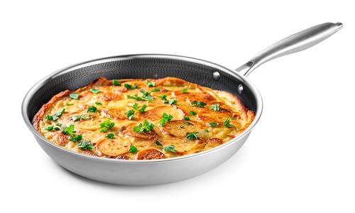 BRATmaxx Edelstahl-Pfanne 20cm | silber 3-lagig mit Wabenstruktur...