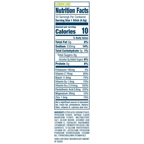 Dripdrop Hydration - Zero Sugar Electrolyte Powder Packets Keto - Lemon Lime - 32 Count #TOP2