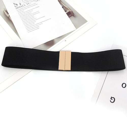 2 Inch Wide Women's Stretchy Belts for Dresses Fashion Simple Elastic Waist Belt with Alloy Buckle3