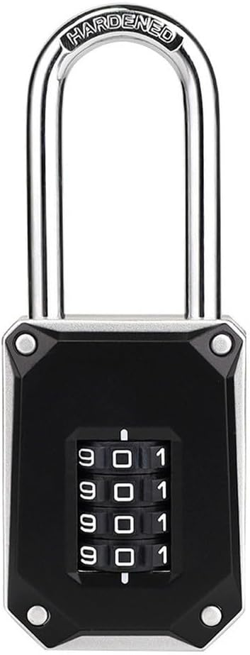 4 Digit Combination Padlock, for Gym Locker, Toolbox, Dorm Door & Van Security - Zinc Alloy Lock Shackle, Resettable Code, Anti-Tampering