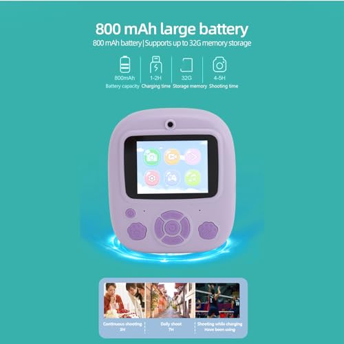 Câmera de Impressão Instantânea, Lente Dupla Frontal e Traseira 1080p Gravação de Vídeo Autofoco Rep