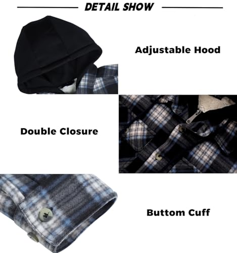 Image of LeeHanTon Mens Flannel Jackets Sherpa Lined Fleece Zip Up Winter Warm Workout Plaid Sweatshirt with Hood