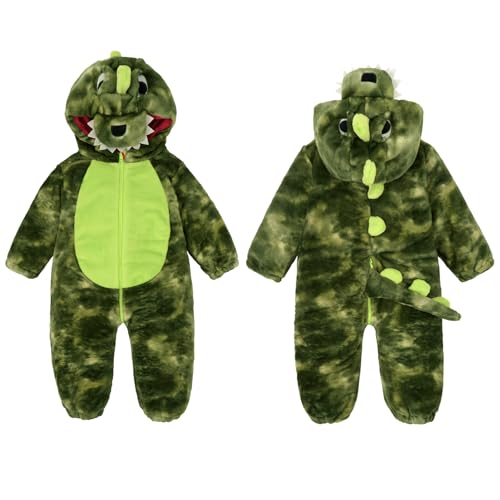 Disfraz bebé dinosaurio unisex de felpa con capucha miniatura 6