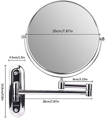 8 Inches 10X Magnifying Bathroom Makeup Mirror, Wall Mounted Swivel Shaving Cosmetic Mirror Round Vanity Mirror