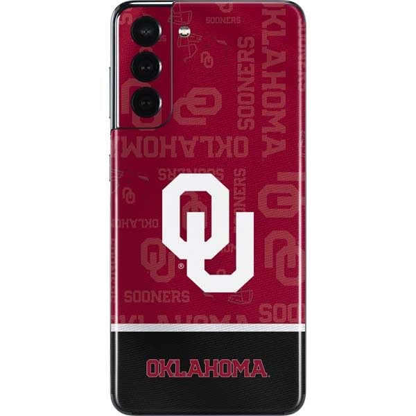 Skinit Decal Phone Skin Compatible with Galaxy S21 5G - Officially Licensed University of Oklahoma Split Jersey Design
