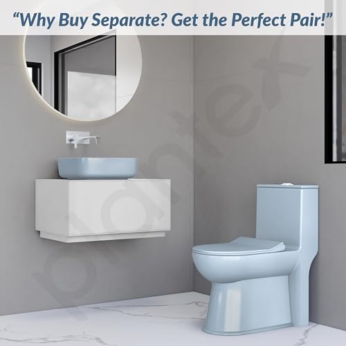 Image of Plantex Ceramic One-Piece Commode with Counter-Top Basin for Bathroom /Rimless Western Toilet /Bathroom Wash Basin - S Trap Commode - Ocean