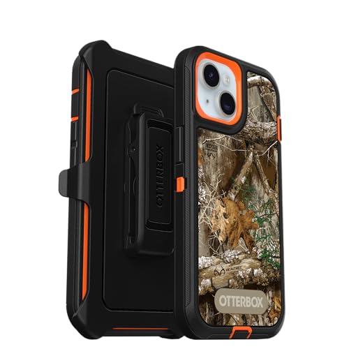 Image of OtterBox iPhone 15, iPhone 14, and iPhone 13 Defender Series Case - Realtree Edge (Blaze Orange /Black), Rugged & Durable, Wireless Charging Compatible, Multi-Layer Impact Absorbing iPhone Case