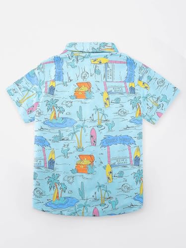 Image of Nautinati Boys Printed Collared Shirt with Shorts Clothing Set | Age 1-5 Years