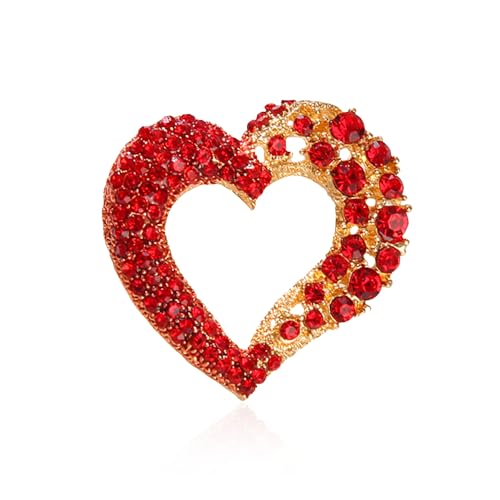 Image of Brooch Pins for Women Fashion Vintage Crystal Rhinestone Red Love Heart Brooch Pin Valentine's Day Birthday Jewelry Gift