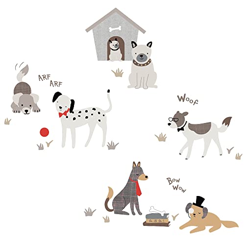 Image of Lambs & Ivy Bow Wow Gray/Beige Dog/Puppy with Doghouse Wall Decals/Stickers