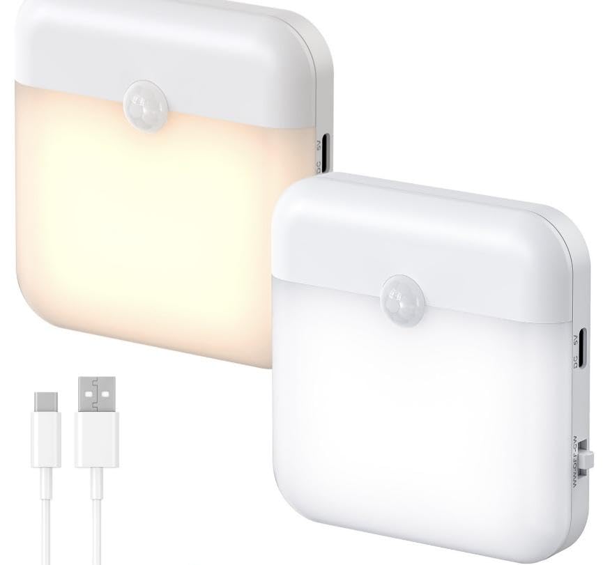 Cadrim Veilleuse à Capteur Rechargeable Bicolore 4PC