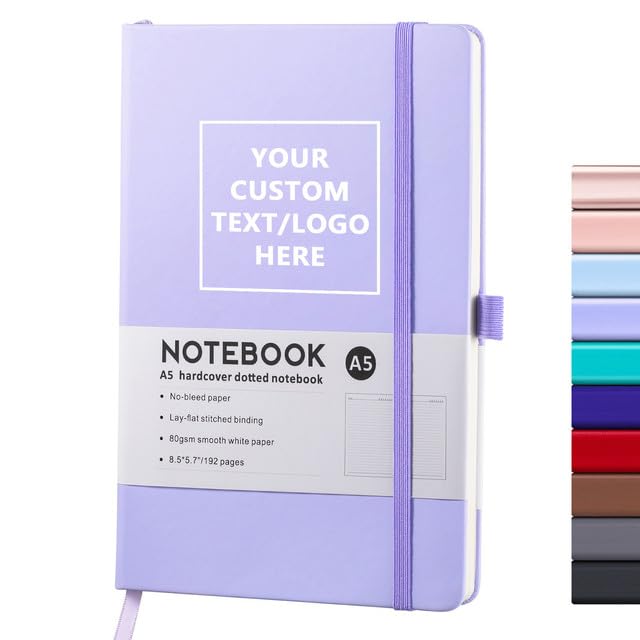 Vebermo Personalised Notebook-Can Engrave Logo/Text/Image, Customisable A5 Journal Notebook Daily Journals For Writing-192 Lined Pages 8.5 x 5.71 Inch,Purple — image 1
