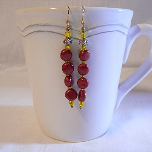 Parure en perles céramiques rouge collier ras-de-cou bracelet boucles d'oreilles