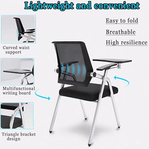 Chaise de bureau pliante avec support lombaire et bureau attaché pour ordinateur