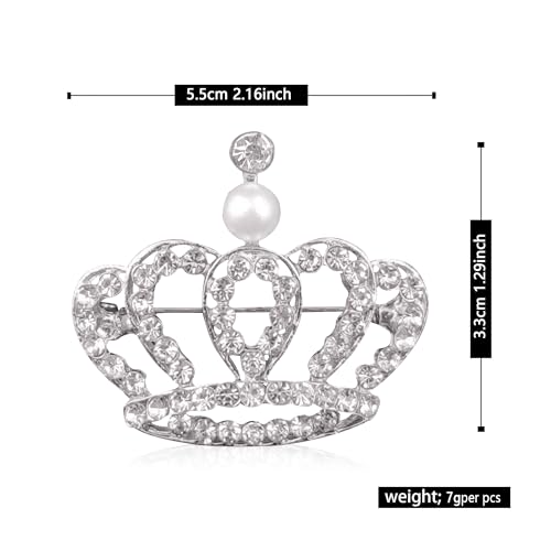 Image of YUNXI King Queen Royal Crown Brooch For Women Men Fashion Gold Silver Rhinestones Crystal Brooches Pin Wedding Party Banquet Birthday