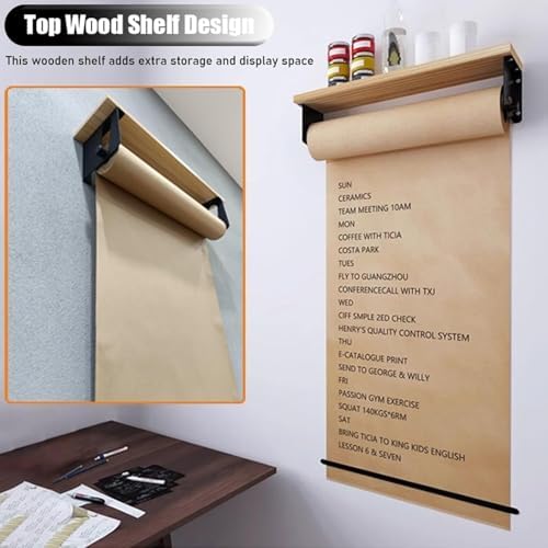 Kraft Bulletin Board Paper Roll with Cutter – 51.1" Dispenser & Holder for Kids' Drawing, Craft Projects, Kitchen Notes, and Holiday Decorations