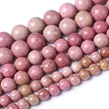 60PCS 6MM Natural Rhodonite Beads Round Loose Stone Beads for Jewelry Making DIY Energy Stone Healing Power Bracelet 15'