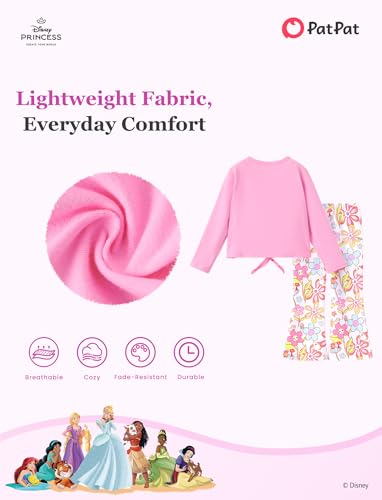 Image of Disney Frozen Princess Minnie Stitch Girl Clothes Long Sleeve Knot Front Sweatshirt Flare Pants Fall 2 Piece Outfit 2-9Y
