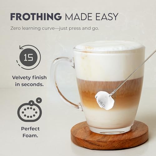 Image of Zulay Kitchen Powerful Milk Frother AA Batteries Included - Ultra Fast Handheld Drink Mixer with Stainless Steel Whisk Stirrer for Coffee, Protein, Matcha & More, Frother Wand Electric Frothmate Red