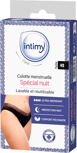 Intimy Care – Bragas mensuales especiales para noche, talla 42 – Ultra-Absorbente – Lavable y Reutilizable – Protección de noche – Confort poliamida – Lavable a máquina