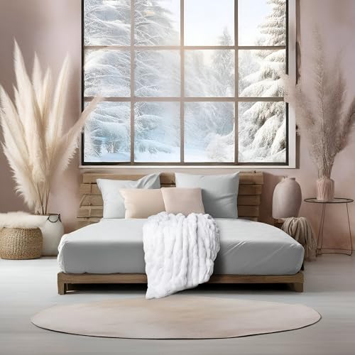 Luxury Concepts Soft Faux Rabbit Fur Throw Blanket - 50" x 60", Elegant Ruched Design Blanket, Machine Washable and Wrinkle Resistant, Lightweight Beige Throw Blanket for Couch, Sofa and Bed