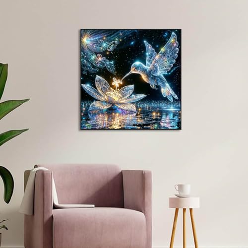 Image of Hummingbird Stamped Cross Stitch Kits for Adults -Embroidery Kits for Beginners Adults,11 CT Patterns Dimensions Counted Cross Stitch Kits for Adults Arts Craft 14x14 inch