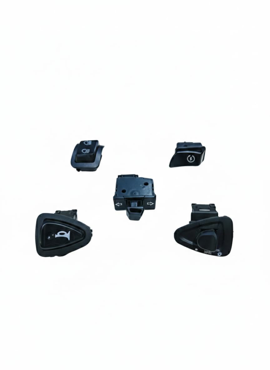 Scooter Modular Switch Set (Self/Indicator/Horn/Dipper/Headlight) - 5 Pcs for Electric Scooters & Bikes(single light,indicator,vespa)